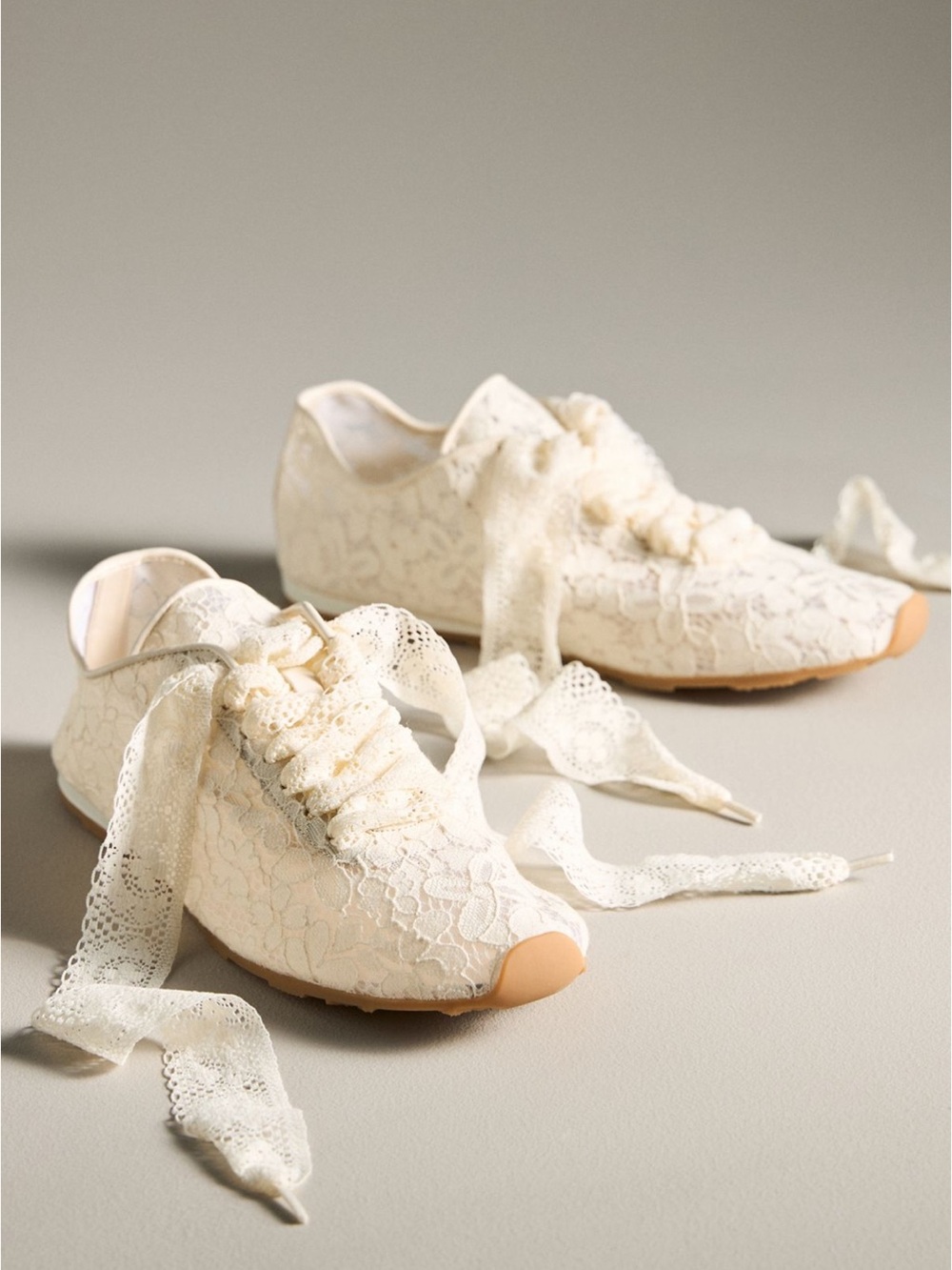 Jeffrey Campbell Wing-Lace Sneakers Ivory Lace Bow Sneakers